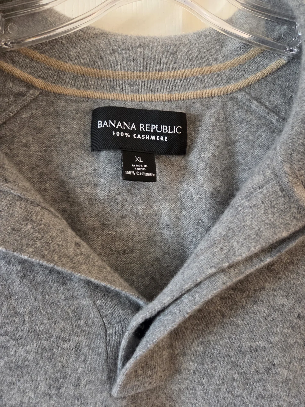 Banana Republic Gray Viaggio Cashmere Polo Sweater
